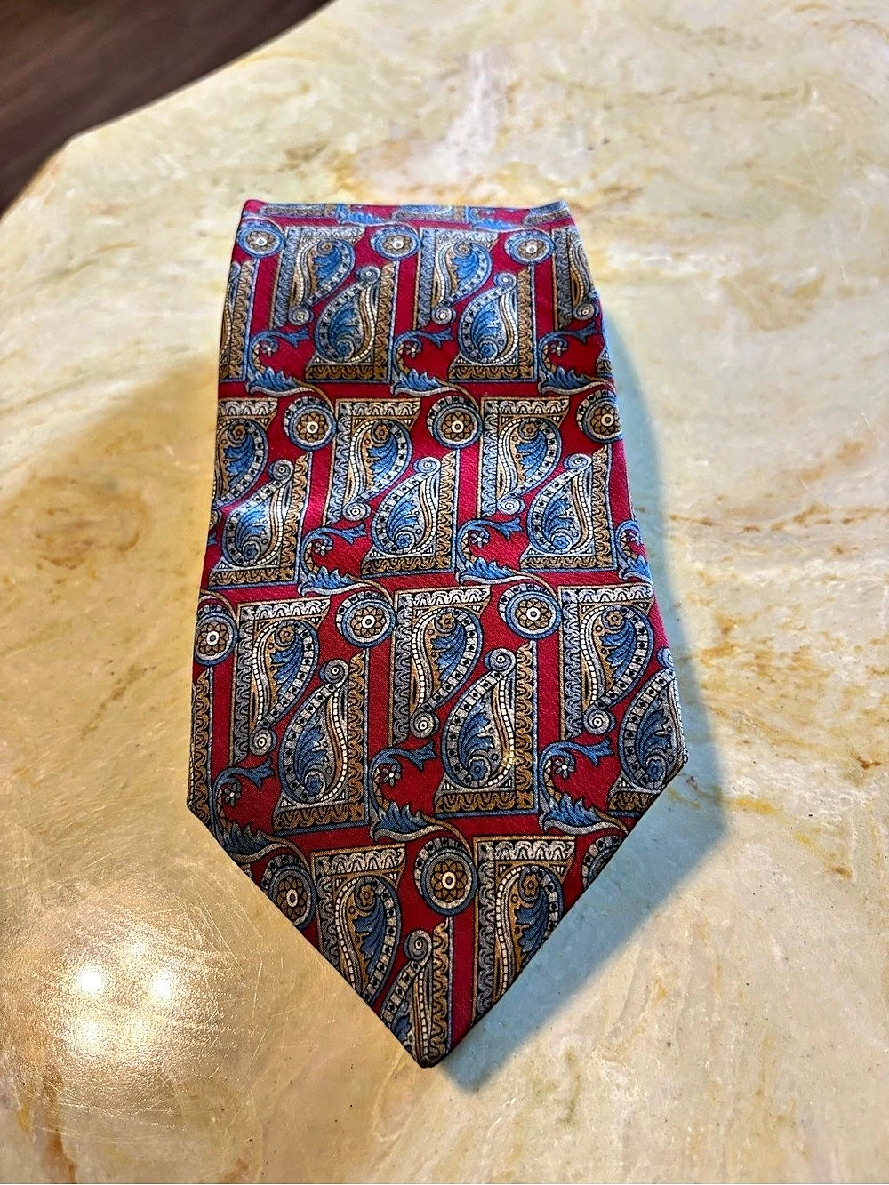 Partners' Ltd. Paisley Silk Tie in Red & Blue